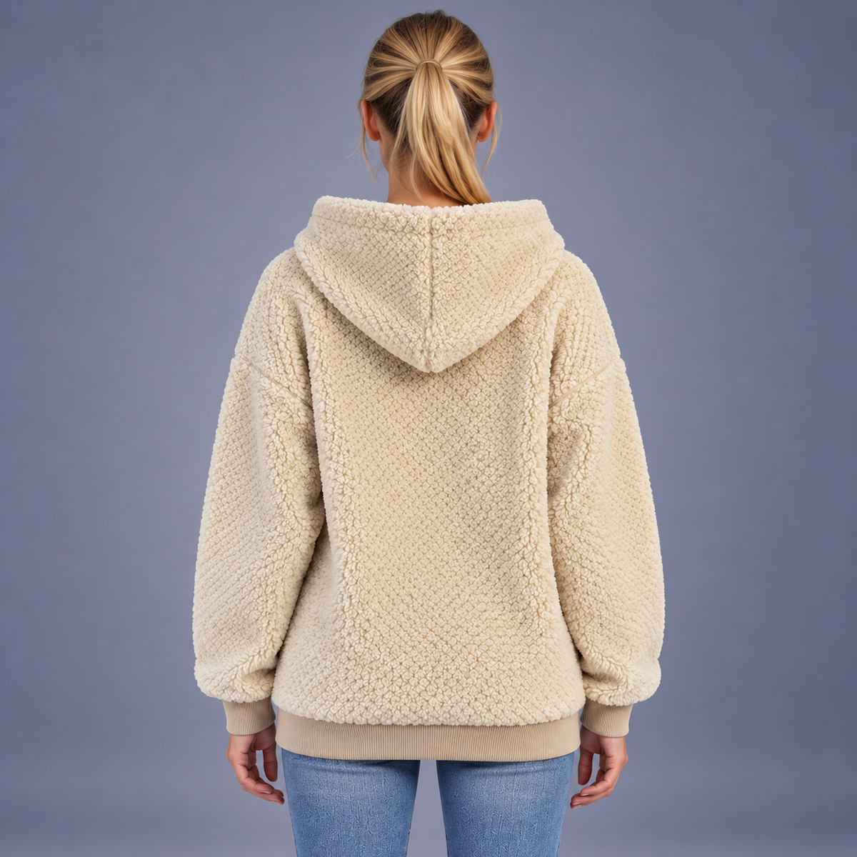 Fontavier Women's Textured Plush Fleece-Lined Hooded Sweatshirt