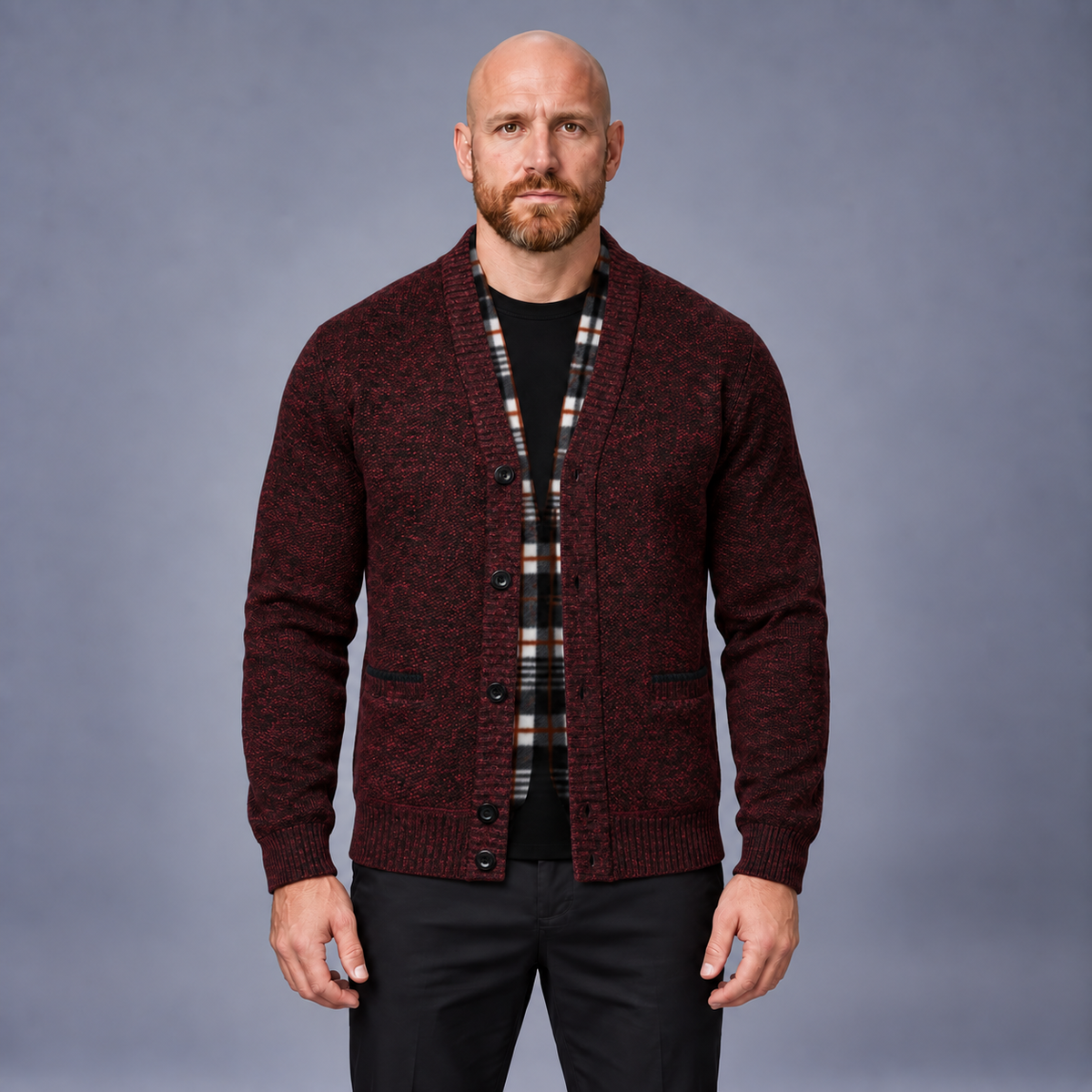 Fontavier Men's V-Neck Fleece-Lined Cardigan