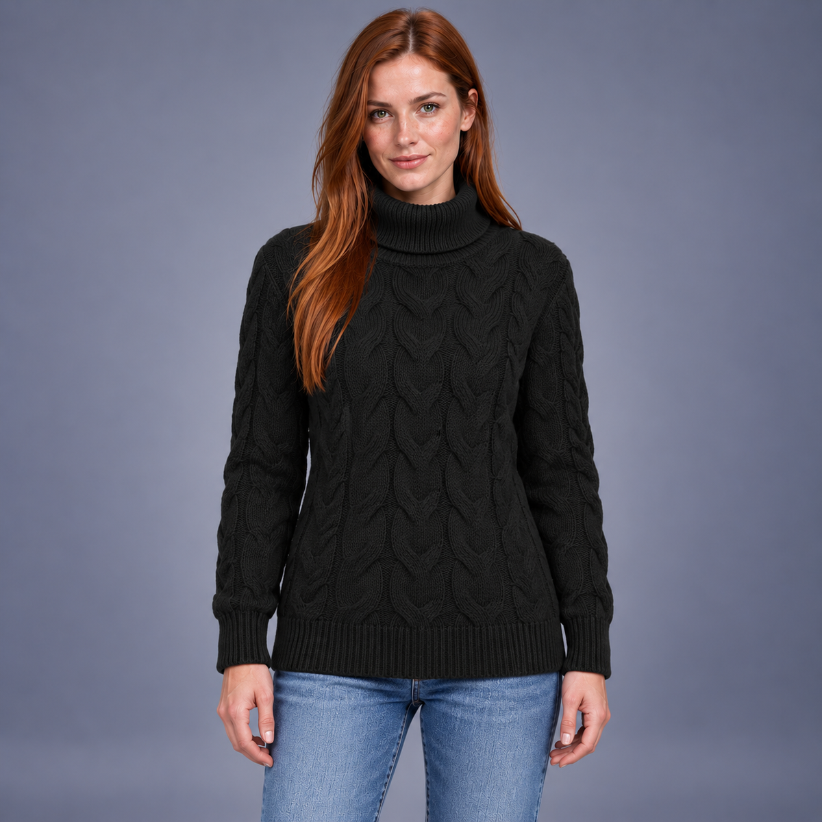 Fontavier Women's Elegant High-Neck Pullover Sweater