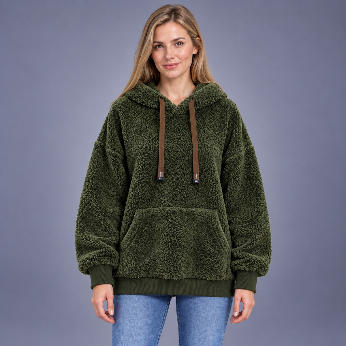 Fontavier Women's Textured Plush Fleece-Lined Hooded Sweatshirt