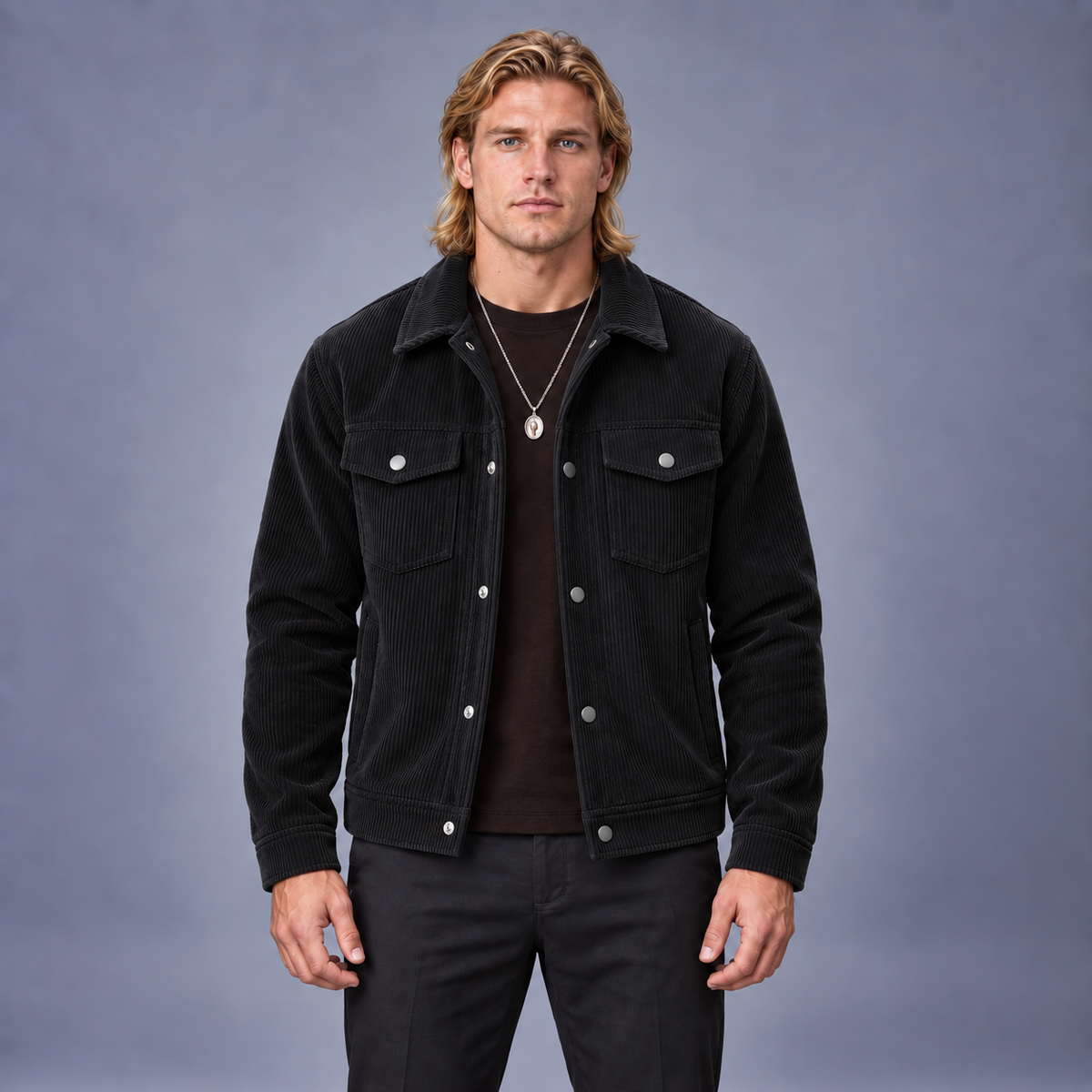 Fontavier Men's Corduroy-Style Cargo Jacket