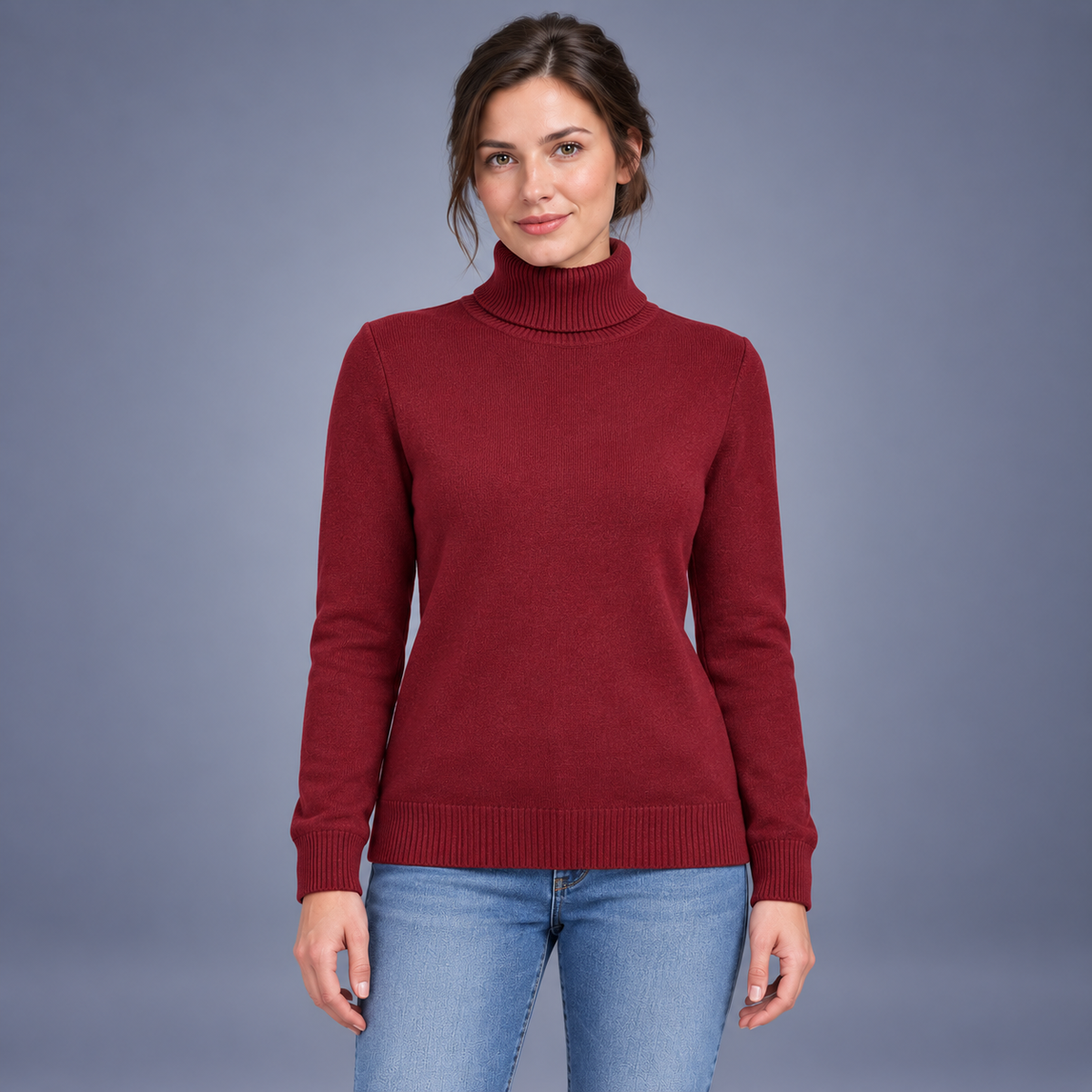 Fontavier Women's Soft High-Neck Tunic Pullover Sweater