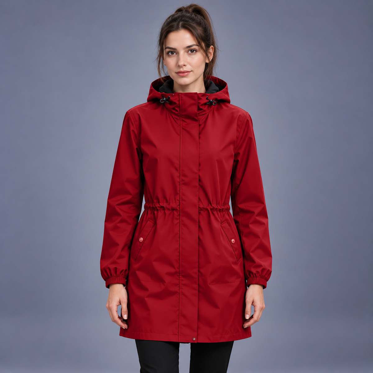 Fontavier Women's Mid-Length Hooded Raincoat