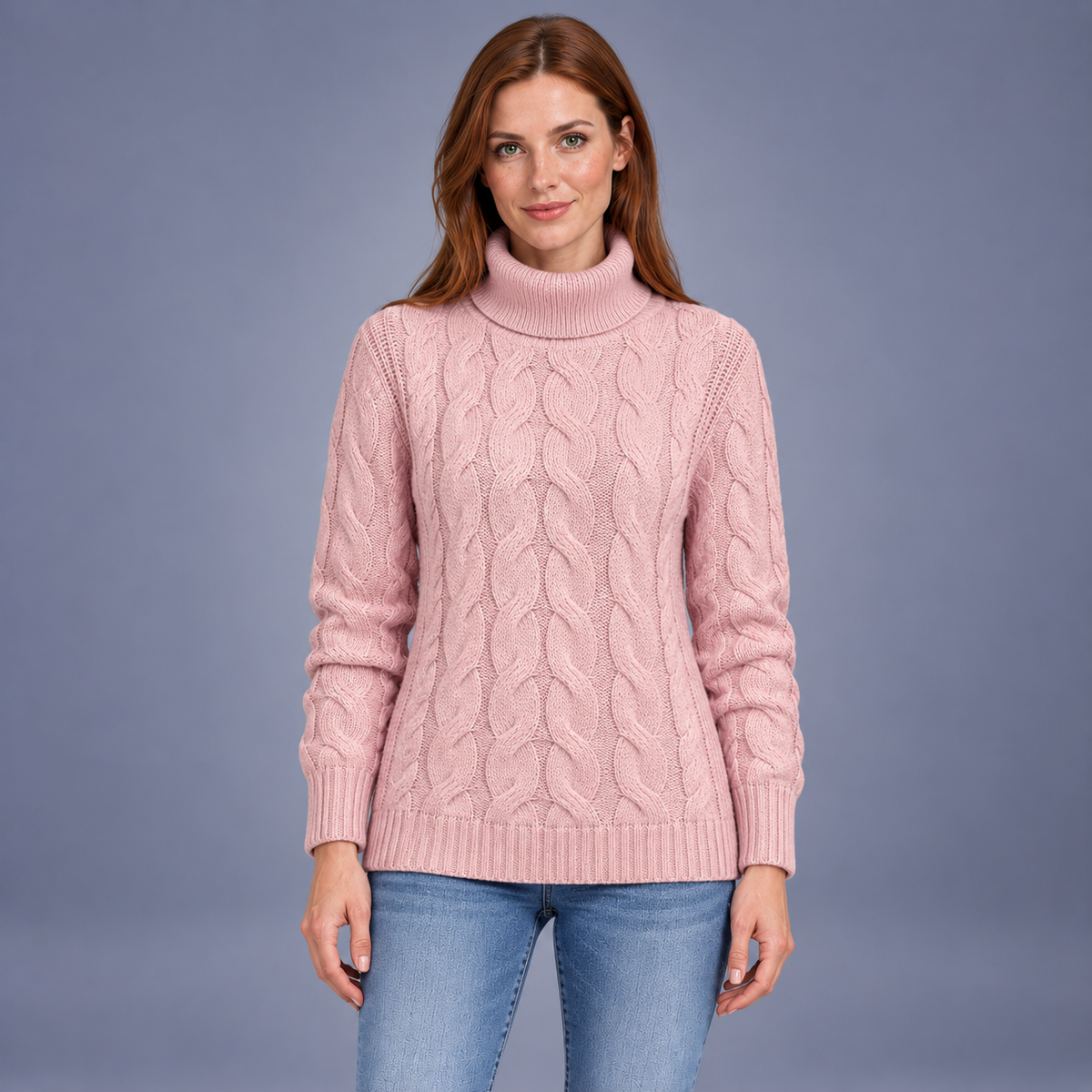 Fontavier Women's Elegant High-Neck Pullover Sweater