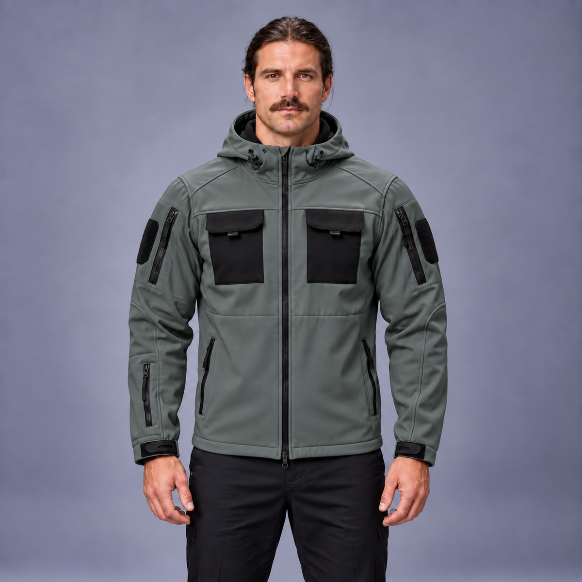 Fontavier Men's Multi-Pocket Workwear Softshell Jacket