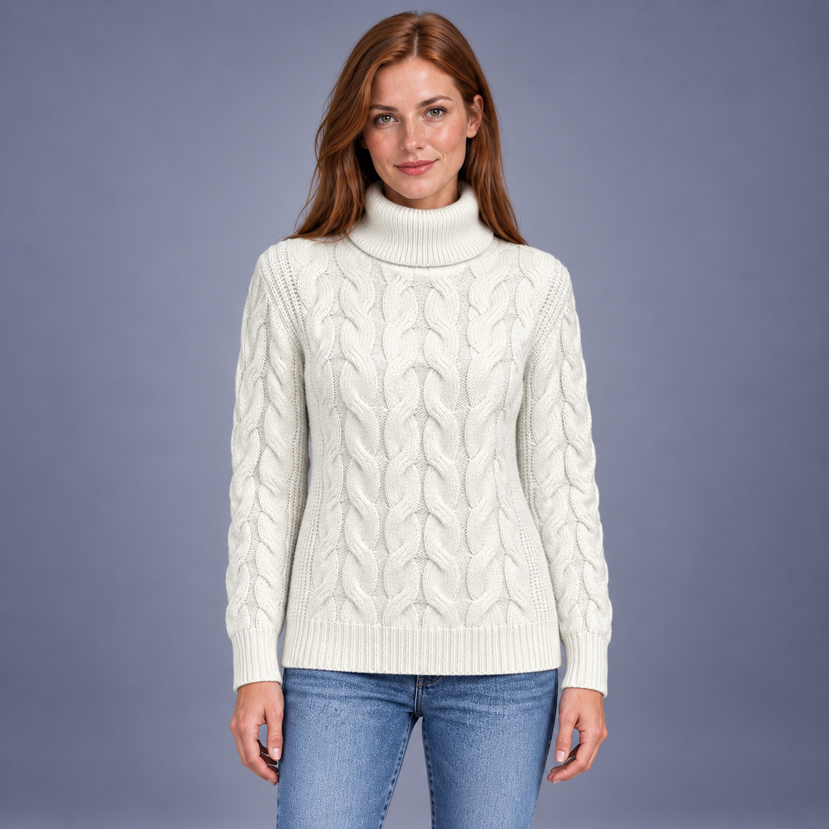 Fontavier Women's Elegant High-Neck Pullover Sweater