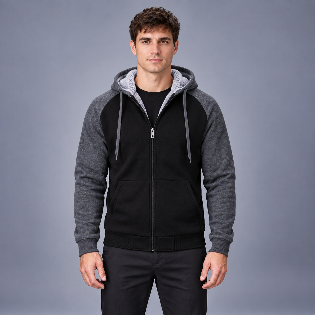 Fontavier Men's Sherpa-Lined Full-Zip Hoodie