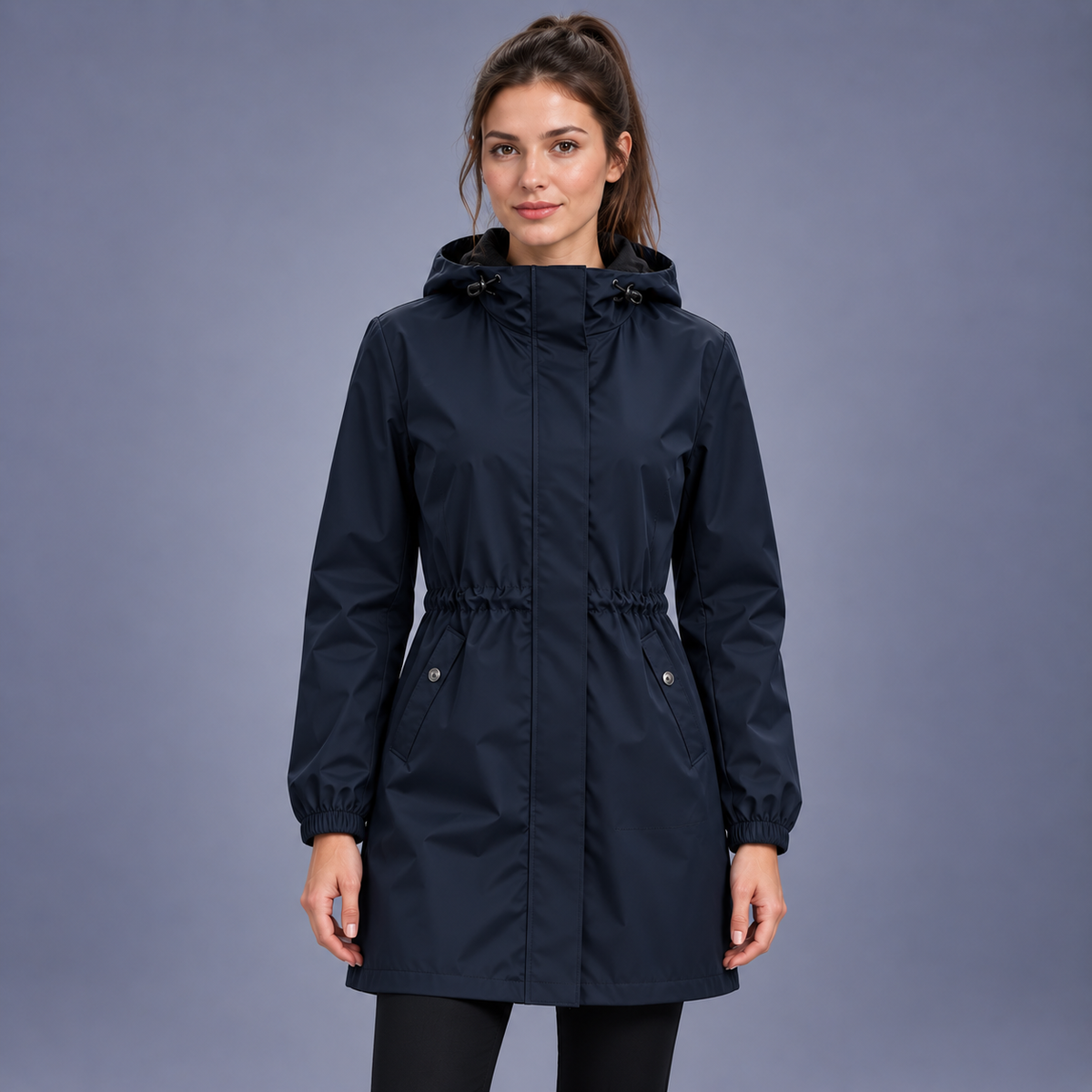Fontavier Women's Mid-Length Hooded Raincoat