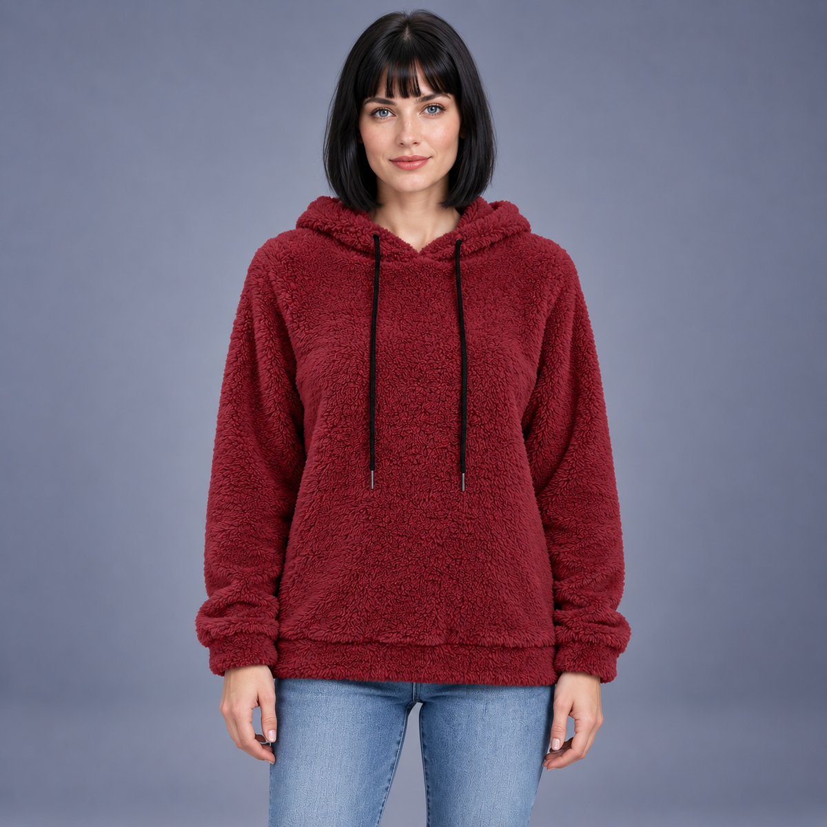 Fontavier Women's Teddy Drawstring Hooded Sweatshirt