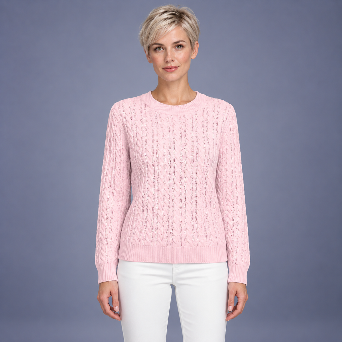 Fontavier Women's Loose Fit Round Neck Ribbed Pullover Sweater