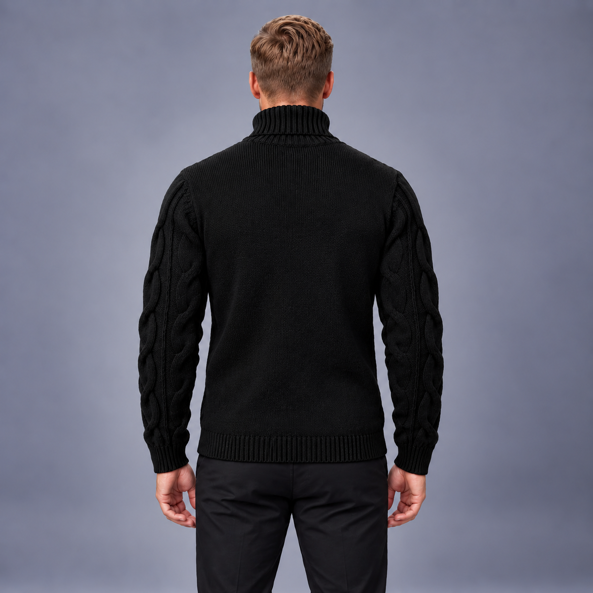Fontavier Men's High-Neck Cable Knit Pullover