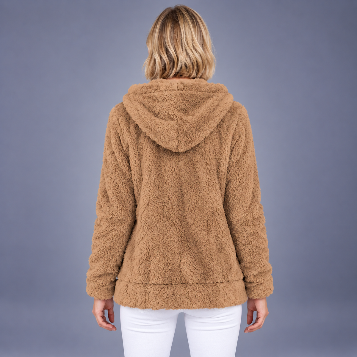 Fontavier Women's Zip-Up Jacquard-Lined Hoodie with Pockets