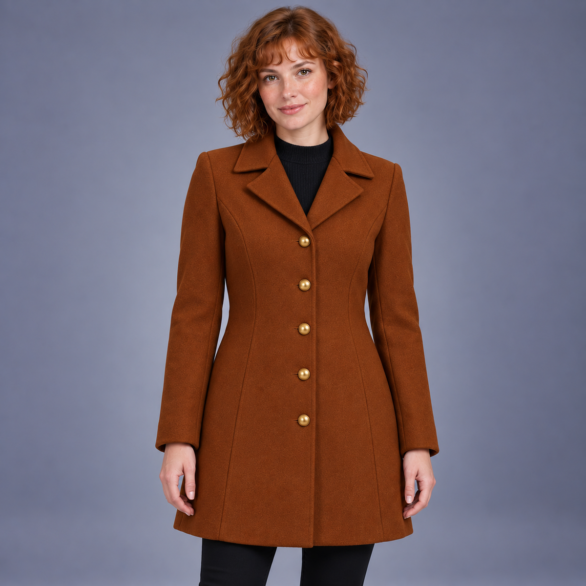 Fontavier Women's Classic Lapel Single-Breasted Long Coat