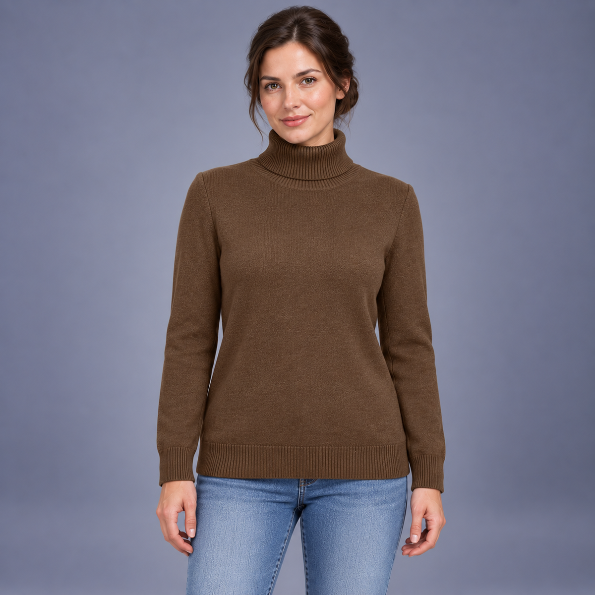 Fontavier Women's Soft High-Neck Tunic Pullover Sweater