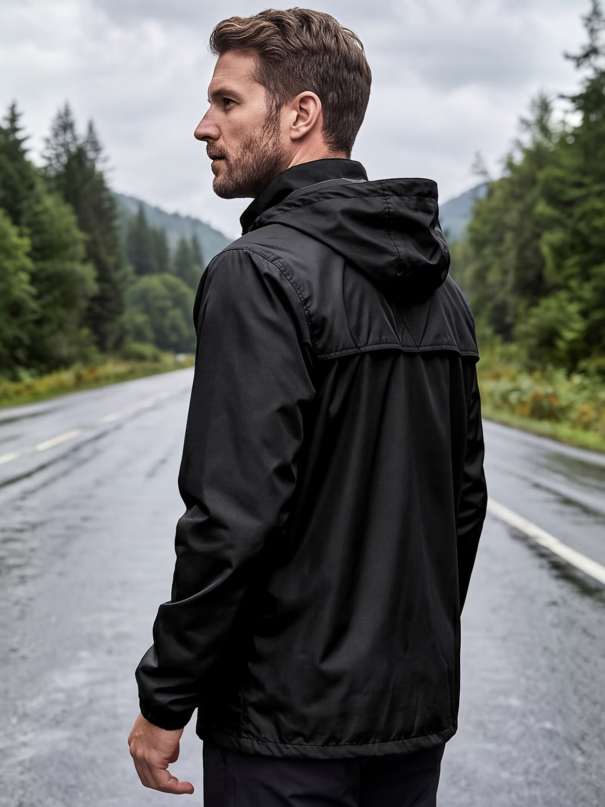 The Graphite Packable Raincoat - fully taped seams detail