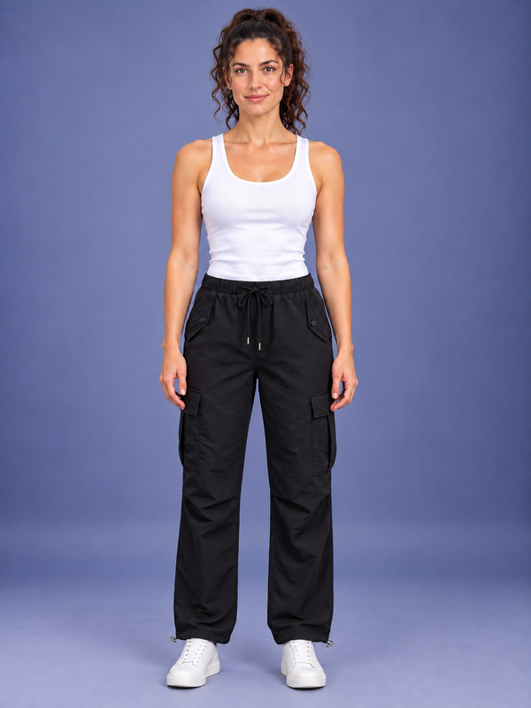Women's Multi-Pocket Drawstring Cargo Pants