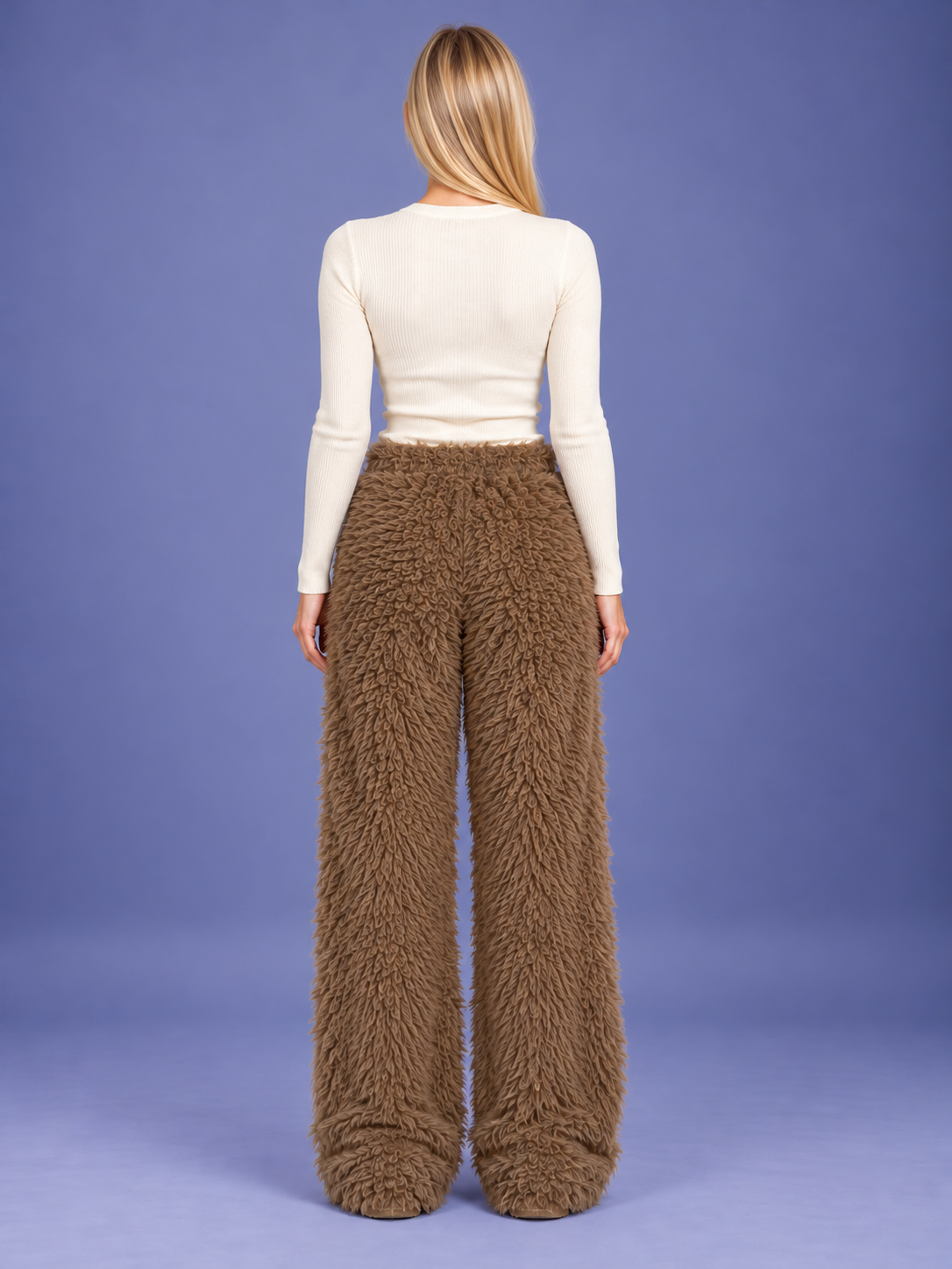 Women's Plush Fluffy Wide-Leg Trousers