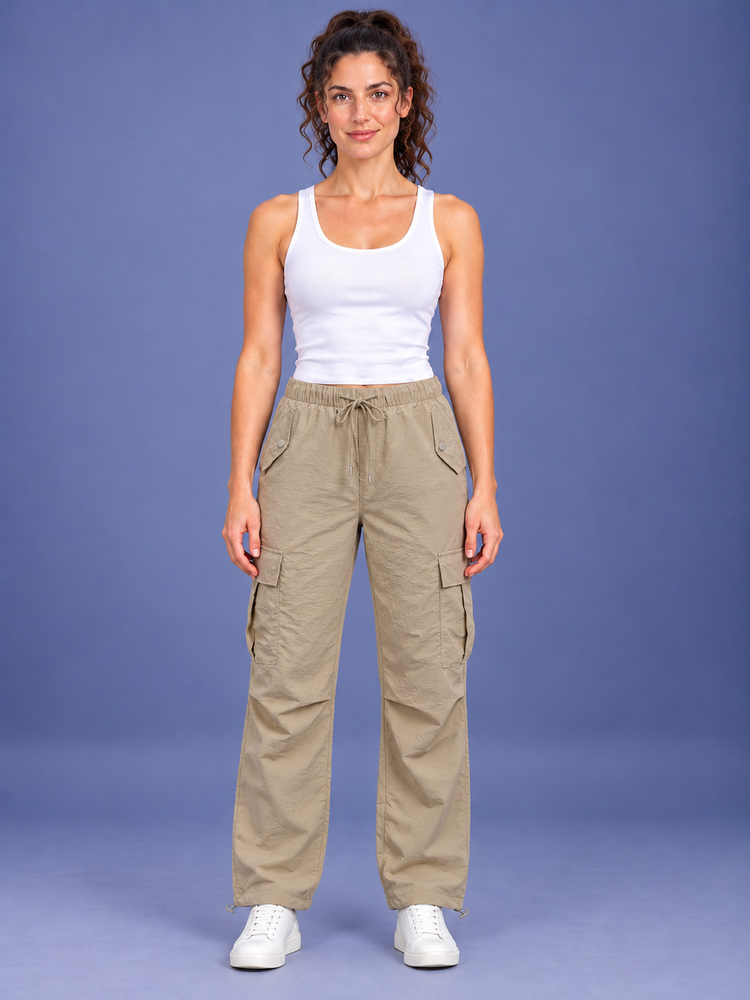Women's Multi-Pocket Drawstring Cargo Pants