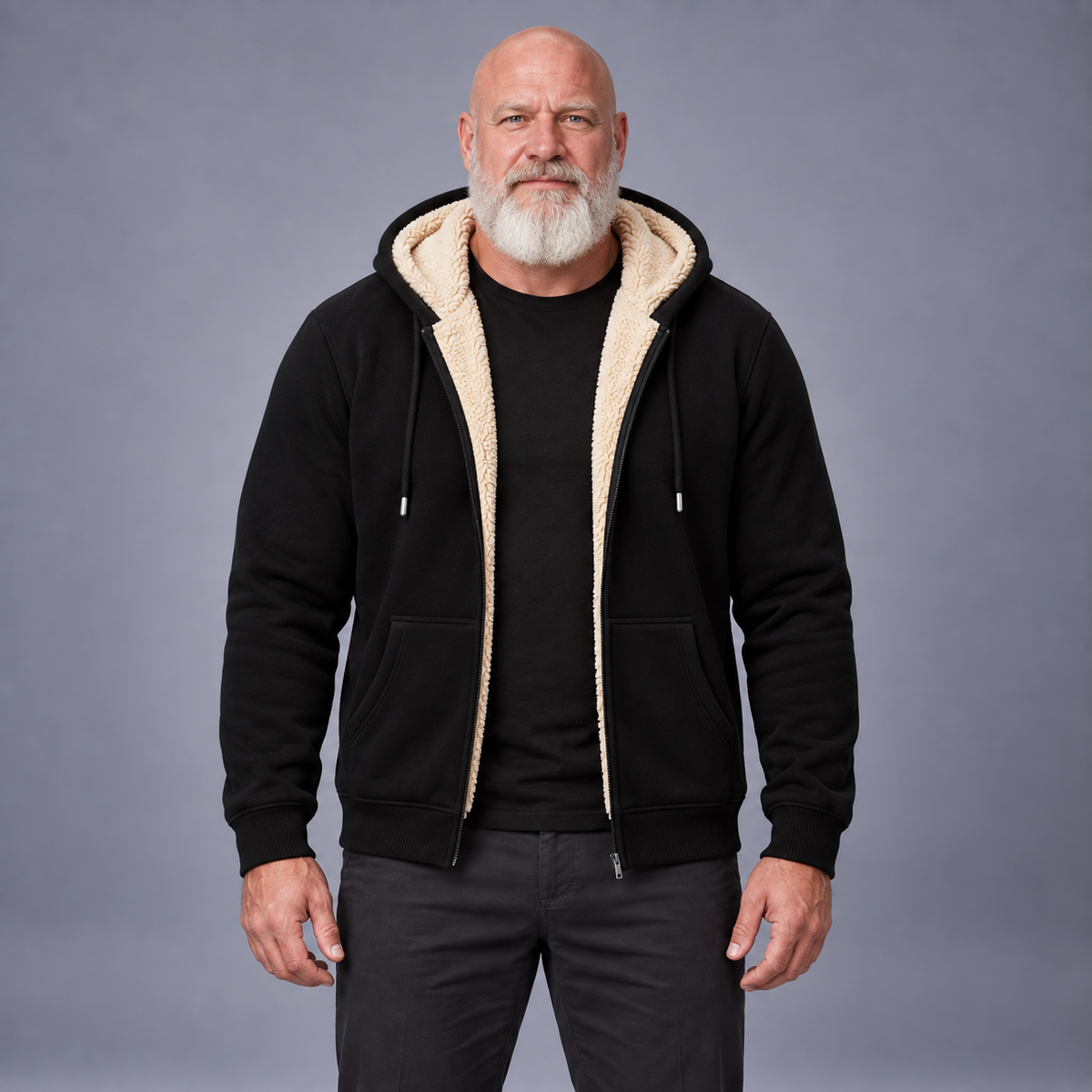 Fontavier Men's Fleece-Lined Hooded Sweatshirt - Black
