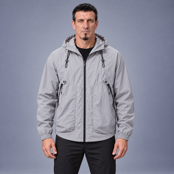 Fontavier Men's Lightweight Hooded Outdoor Jacket - Light Grey