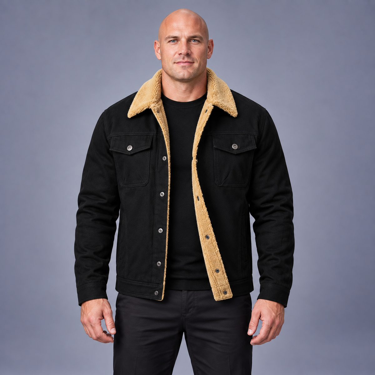 Fontavier Men's Lined Cotton Workwear Jacket - Black