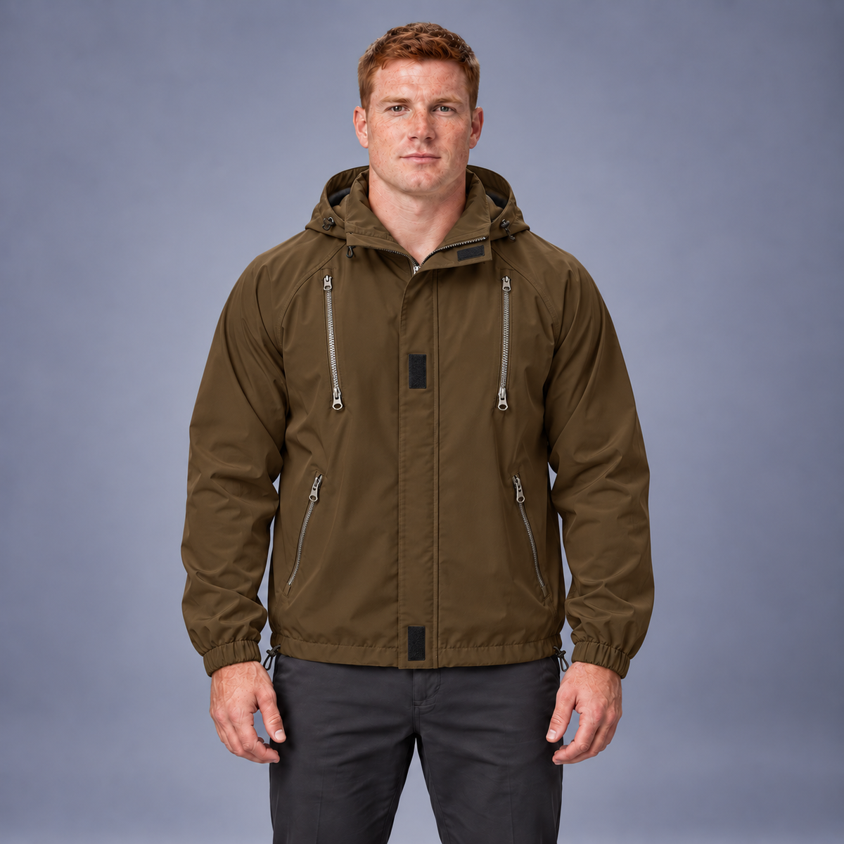 Fontavier Men's Loose Fit Hooded Softshell Jacket - Olive