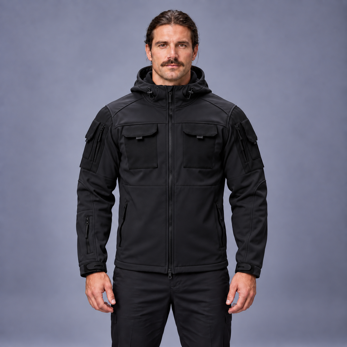 Fontavier Men's Multi-Pocket Workwear Softshell Jacket - Black