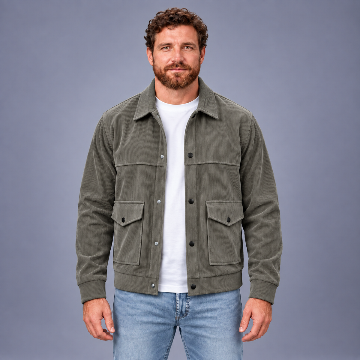 Fontavier Men's Snap-Front Lapel Jacket - Taupe