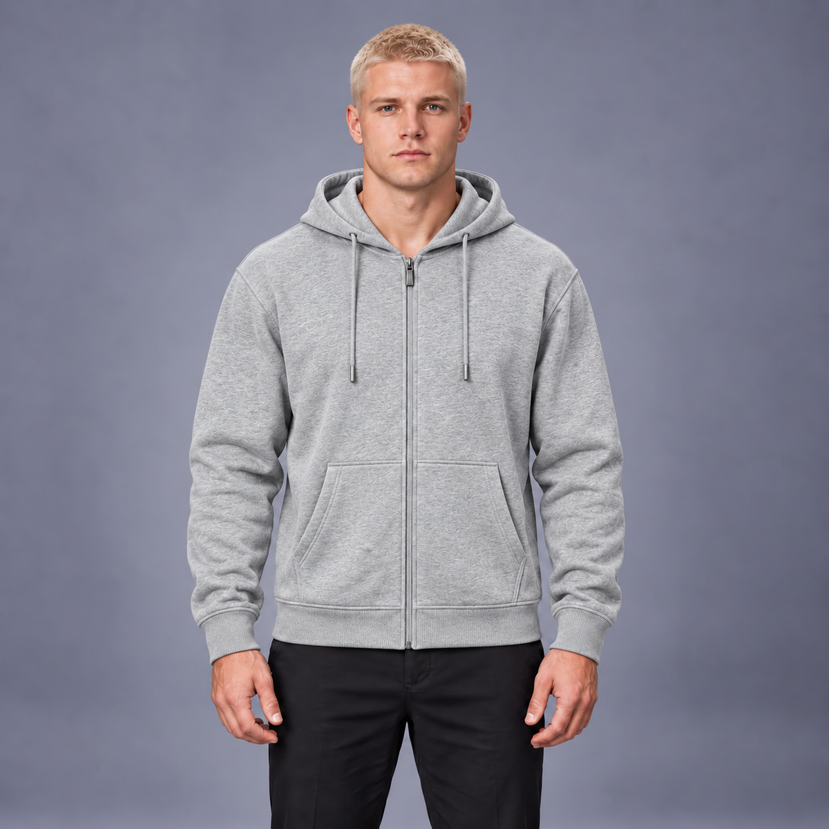 Fontavier Men's Solid Zip-Up Hooded Sweatshirt - Grey