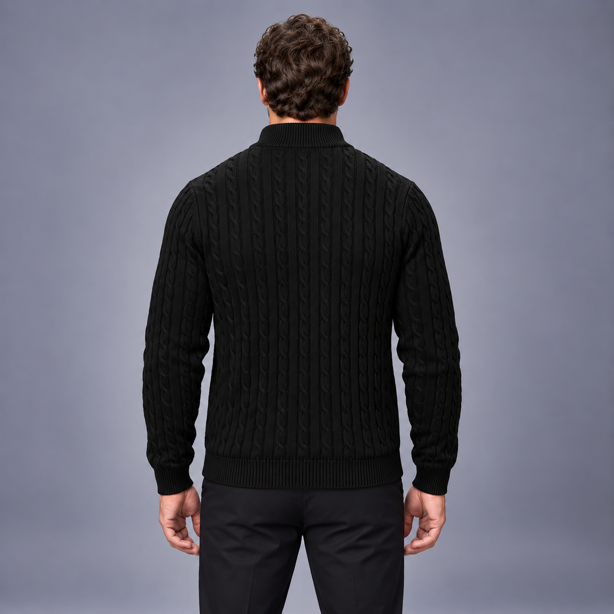 Fontavier Men's Textured Cable Knit Half-Zip Sweater - view 2