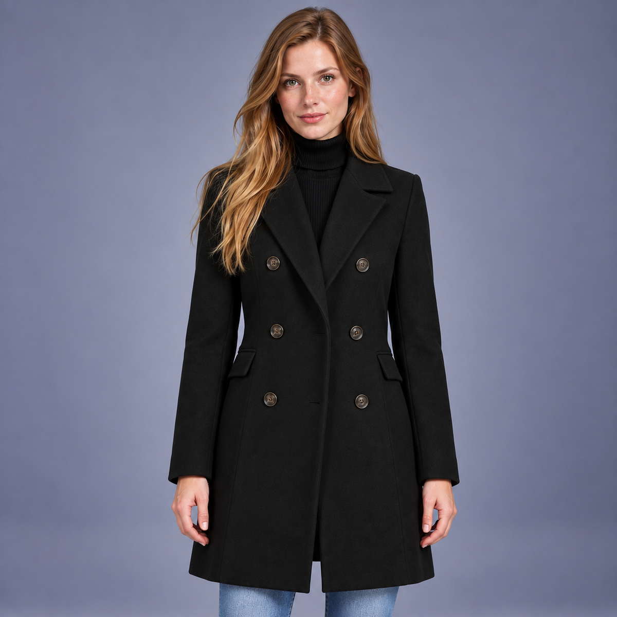 Fontavier Women's Double-Breasted Trench Coat - Black