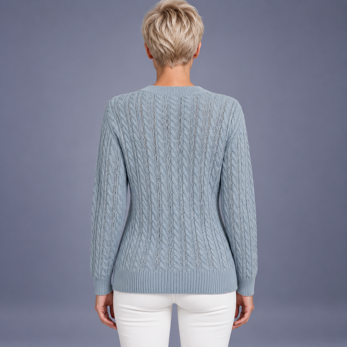 Fontavier Women's Loose Fit Round Neck Ribbed Pullover Sweater - view 2