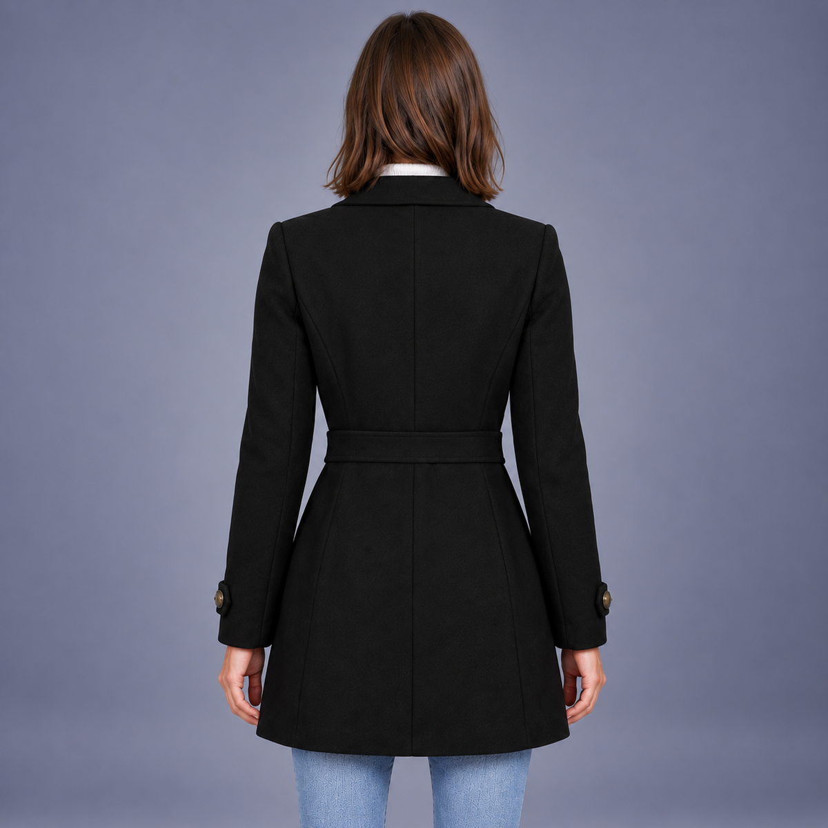 Fontavier Women's Tweed Waist-Cinching Mid-Length Overcoat - view 2